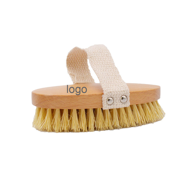 Sisal Bristle Drooglichaamborstel voor het exfoliëren van cellulitis en het masseren van droge huid in houten kleur