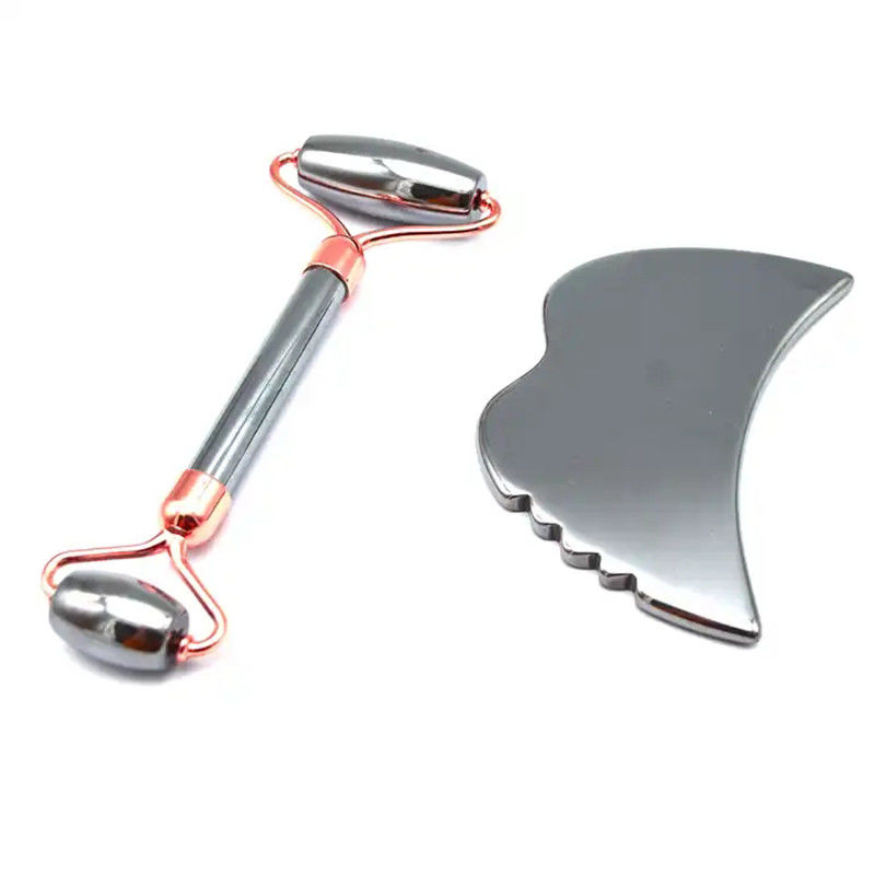 Huidverzorgingsmiddelen Energie Steen Guasha Massager voor Gezicht Ogen Nek Vinger 5,5 * 14 cm Zilveren Terahertz Gezicht Roller Gua Sha Set