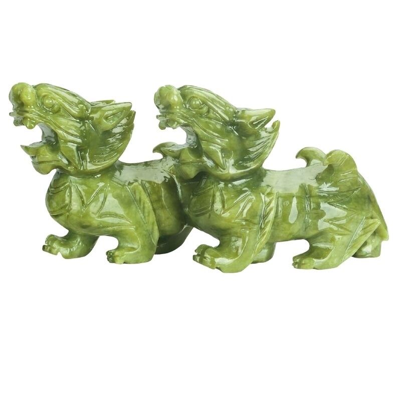 Regionaal kenmerk Paar van natuurlijke jade Pixiu Home Office Feng Shui Jade Carving Craft Jade Ornamenten Feng Shui Pixiu