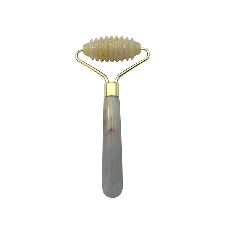 Klantenlogo 100% natuurlijk grijs Agate Roller Jadeite Crystal Beauty Container Massage Stick Gezichtszorgapparatuur