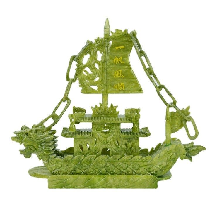 27cm natuurlijke Chinese Jade Dragon Boat Craft Voor decoratie OEM ODM Acceptatie