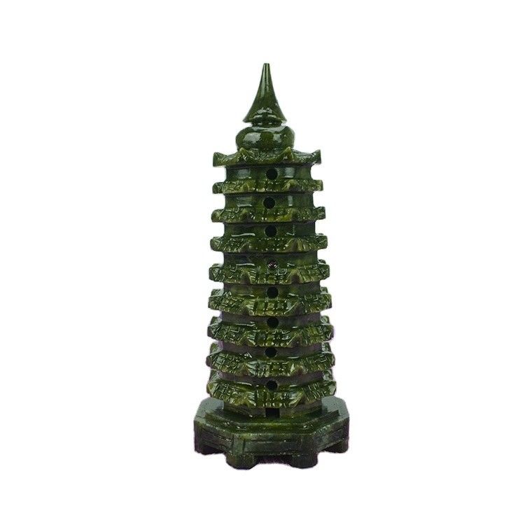 Uitstekende Sculptuur Natuurlijke saffier Jade Wenchang Toren voor Feng Shui Decoratie Modus ABK-13