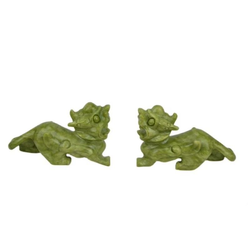 Groene ambachten Feng Shui Huisdecoraties Natuurlijke jade Gepolijste Pixiu ornamenten Paar van 2 met en Printmethode Andere
