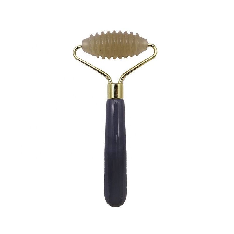 Massagehamer Grijzige Agate Spiked Jade Roller voor natuurlijke anti-aging gezichtsmassage Therapie Oogtas Anti-aging massagetools