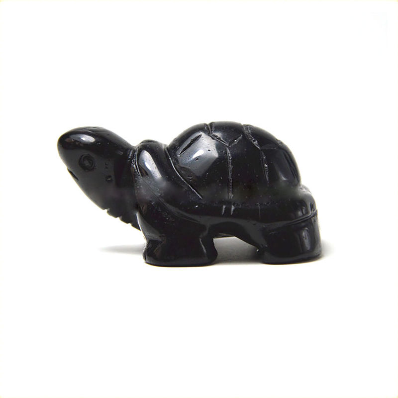 Edelsteen Zwart Obsidian Schildpad Hooggehouwen Steen Dier Voor Liefde Theme Decoraties
