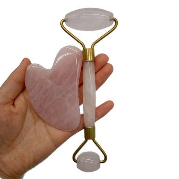 Anti-Aging Facial Roller en Guasha Set Echte 100% Jade Roller voor Gezicht Massager Vermindert Rimpels Rose Quartz Body Massager