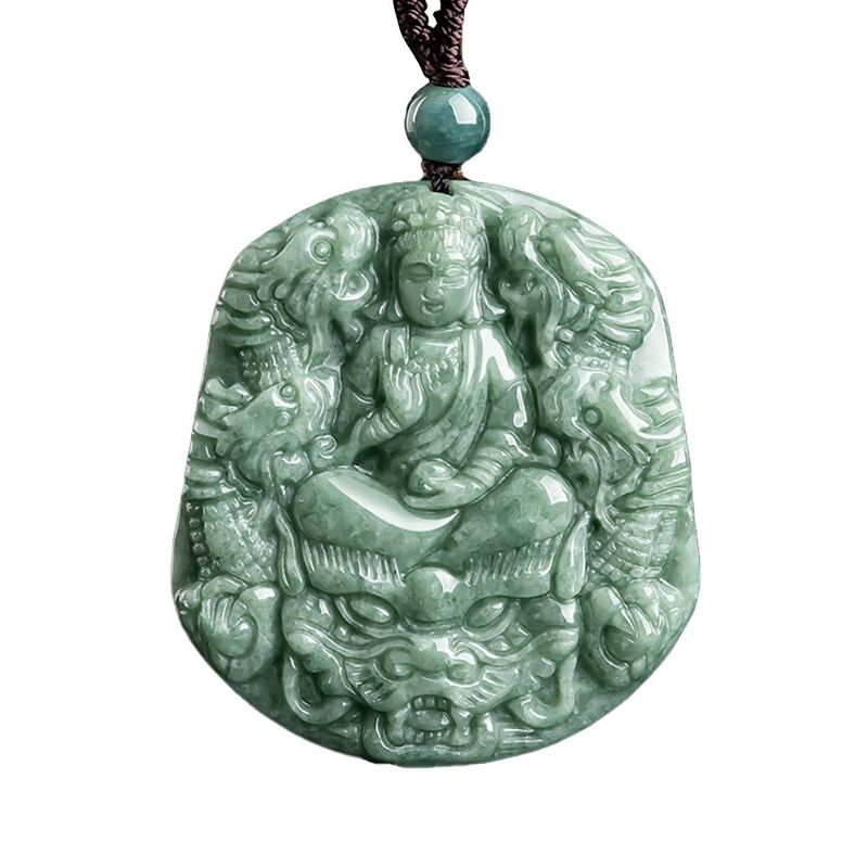 Gesneden natuurlijke jade negen draken guan yin hanger halsketting een unieke toevoeging aan uw juwelen collectie