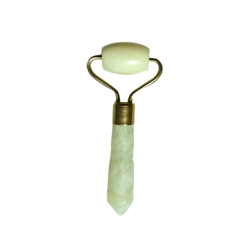Zilveren Mini Jade Stone Gezichtsroller voor Ogen en Gezicht Anti-Aging Massage Natuurlijke Groene Jade Roller Gezichtsmassage 110 * 55mm