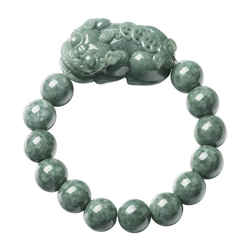Gekerfde jadeit armband Olie Groen Pixiu Mannen En Vrouwen Charme Armbanden Accessoires Verjaardag Geschenk Ring 13mm Kralen Diameter