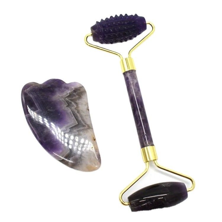 Gezichts- en lichaamsmassage Guasha Beauty Tool Trending Product 2024 Natuurlijk Amethyst Jade Gezichtsroller Gua Sha Massager