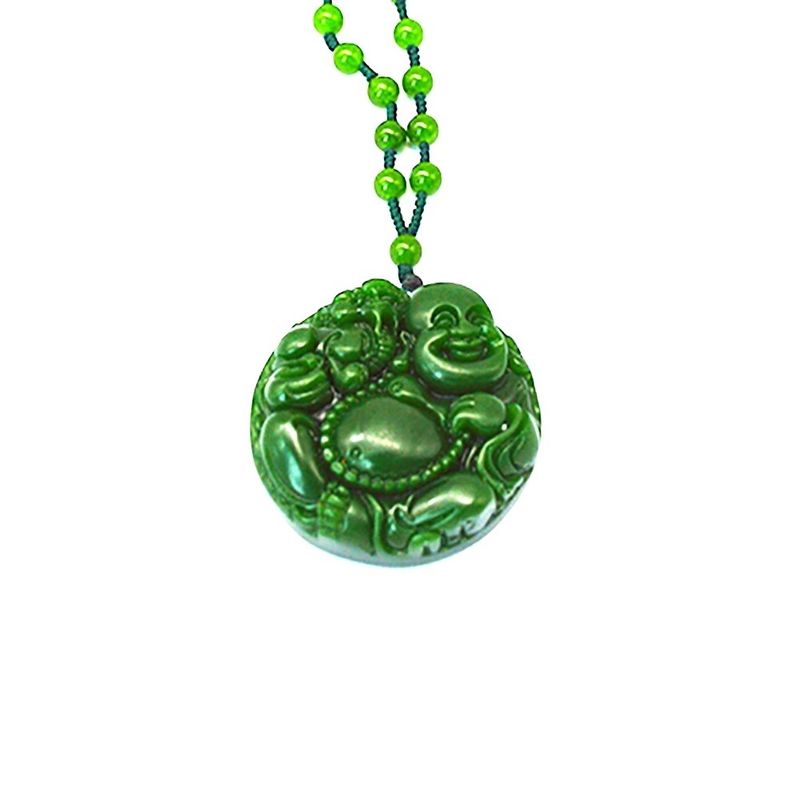 Feng Shui-stijl Regionaal kenmerk Natuurlijk groen Grote Jade Gelukkige Boeddha hanger Halsketting met kettingen