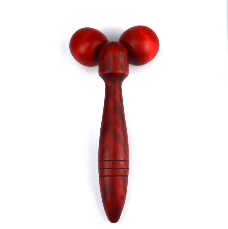 Rood of geel houten massageroller voor gezichtstherapie en rimpelbestrijding