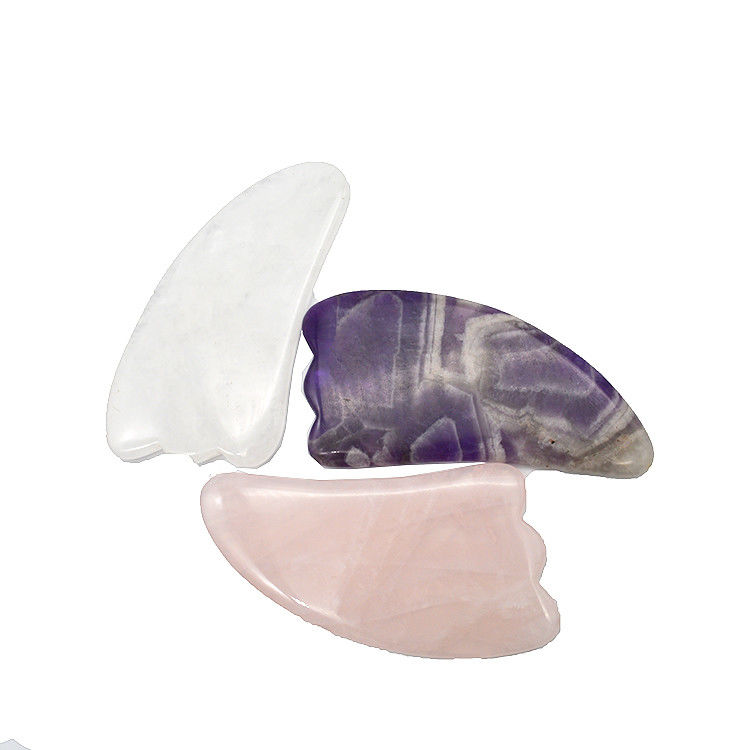 9.5*5.5cm Natuursteen Gua Sha Gereedschap Roos kwarts/Amethist/Witte Jade Massage Gereedschap voor lichaamsmassage