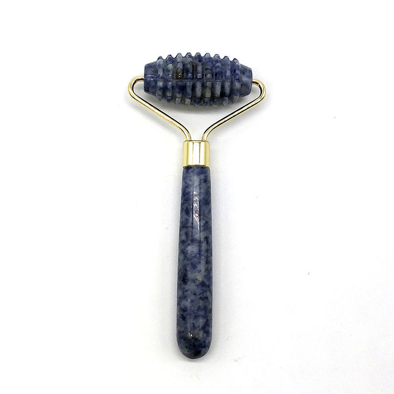 Blue Point Jasper Geruisloze gezichtsrol massager Natuur Jade Rol Massager 128 * 58mm Functie Face Up Massager Natuur