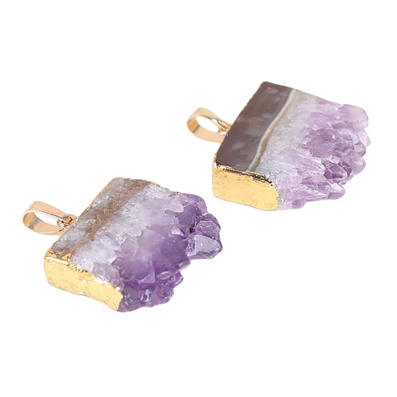 Feng Shui natuurlijke druis kwarts agaat amethist ketting met vergulde hanger en kristallen stenen