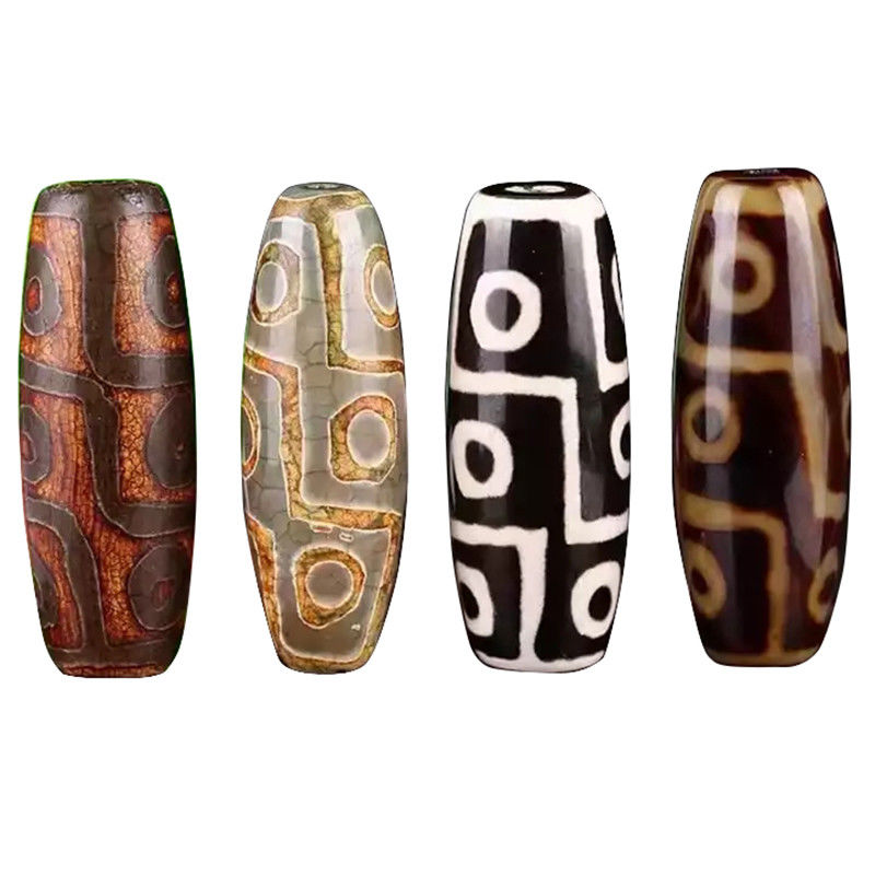 Techniek Gepolijste natuurlijke losse edelsteen Tibetaanse 9Oog Dzi Perlen 40mm Agate Barrel Perlen voor sieraden