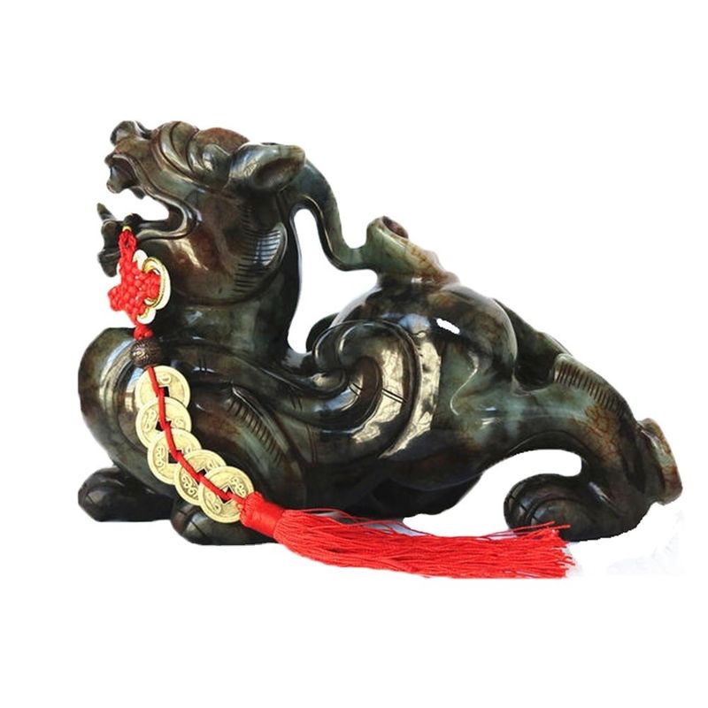 Quartz kristal jade pixiu groen standbeeld voor thuis geschenk 20 cm edelsteen feng shui gravure figuur gesneden huisversiering liefde