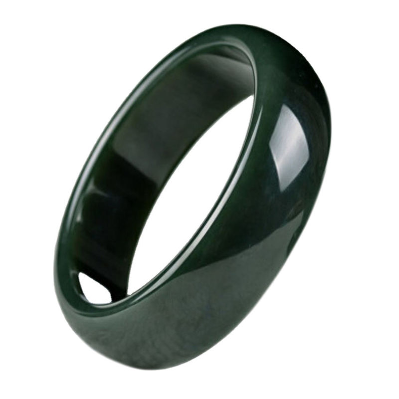 Handgemaakte Hettian Jade Nephrite Groene Armband Armband in Folk-custom stijl 54-65mm met uniek natuurlijk ontwerp