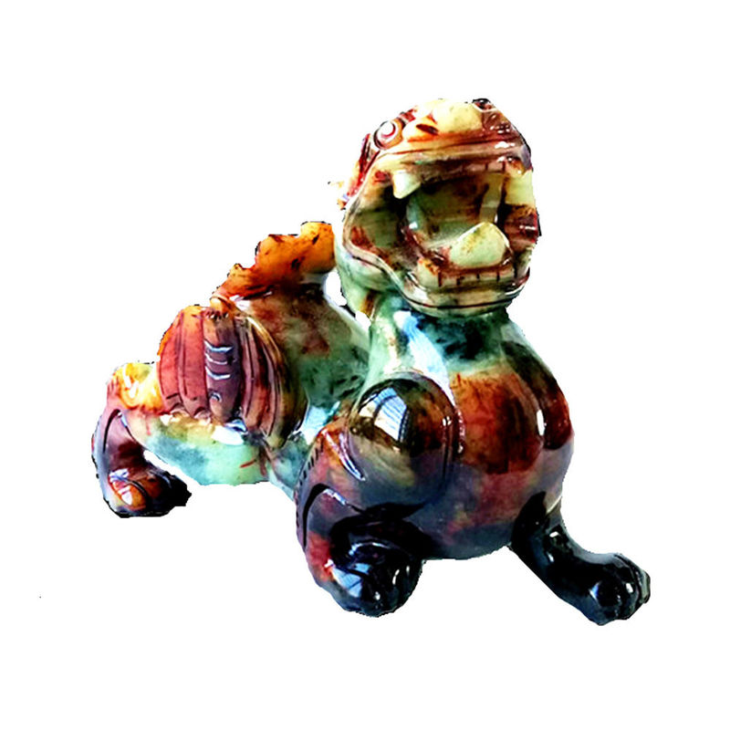 Gepersonaliseerde vorm hand gesneden 22cm Jade Pixiu Draak Groene standbeeld voor Geluks- en Kwaad edelsteen inbegrepen