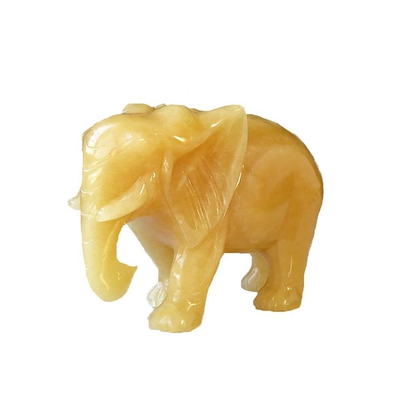 18 cm handgesneden topaas olifant stenen standbeeld kristallen beeld voor huisversiering