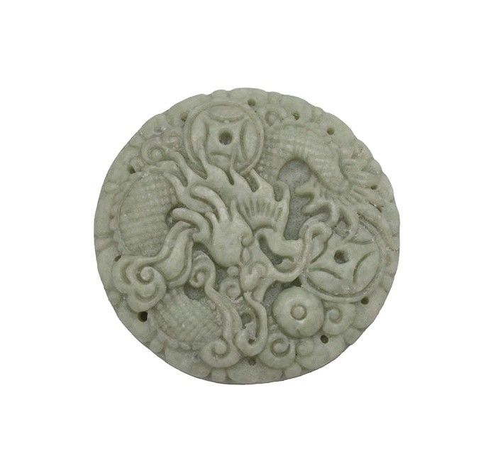 Traditionele Chinese stijl ronde Birma smaragd jadeit jade steen draak hanger natuurlijke charme hangers voor mannen en vrouwen