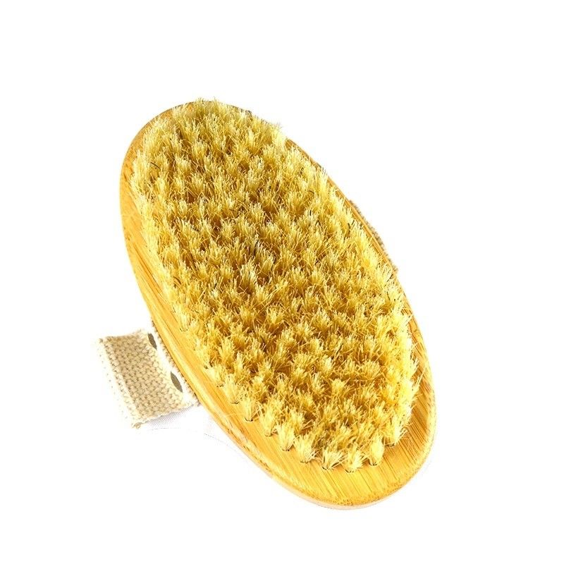 Natuurlijke houten handgreep varkensborstel exfoliërende huid bamboe douche badborstels lichaam droog borstel lichaam borstel voor diep reiniging
