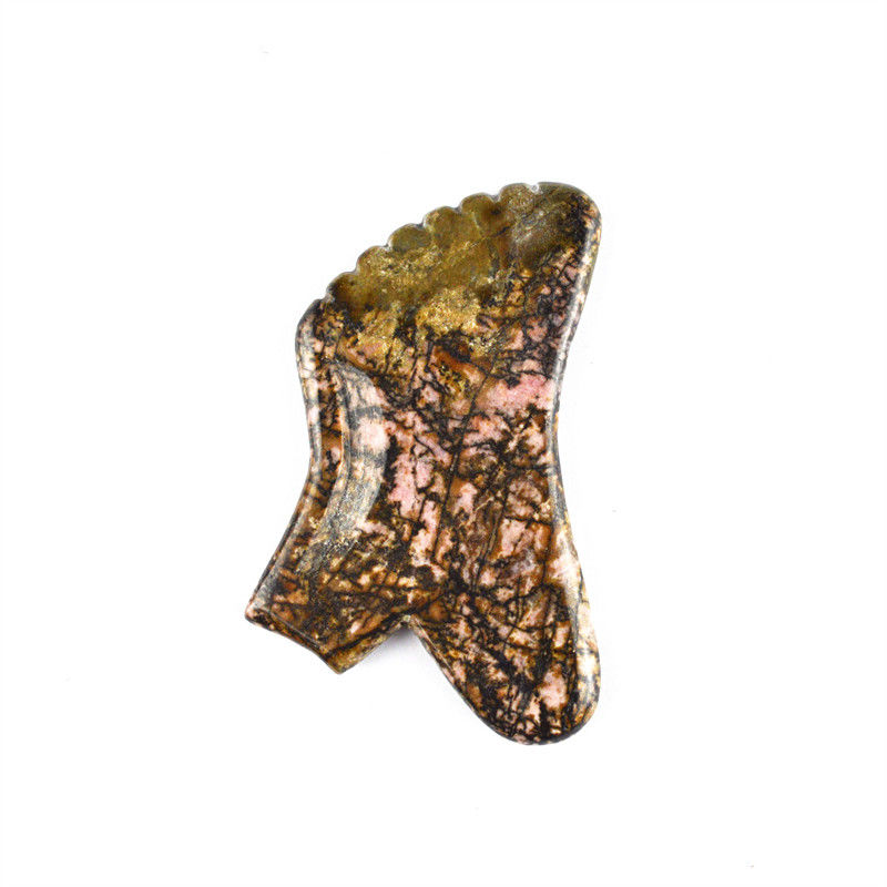 Aanpasbare Rhodonite Stone Gua-Sha Tool Roze en Zwarte Gezichtsmassageur voor nek/schouder/rug/beenverlichting