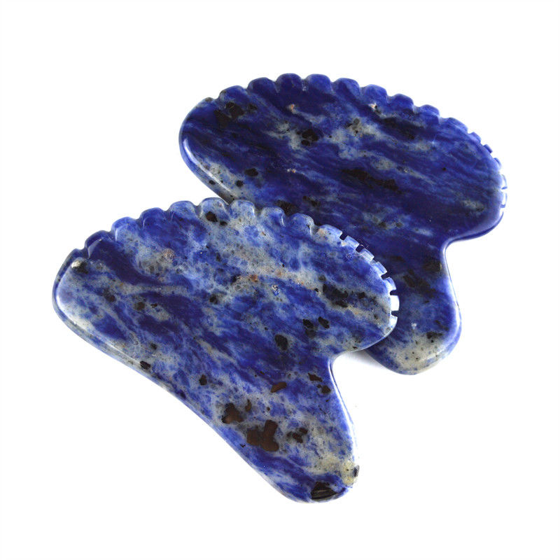 Gezichtslifting gereedschap Hartvorm Natuurlijke Sodalite Gua Sha Steen voor zelfzorg en lichaam ontspanning