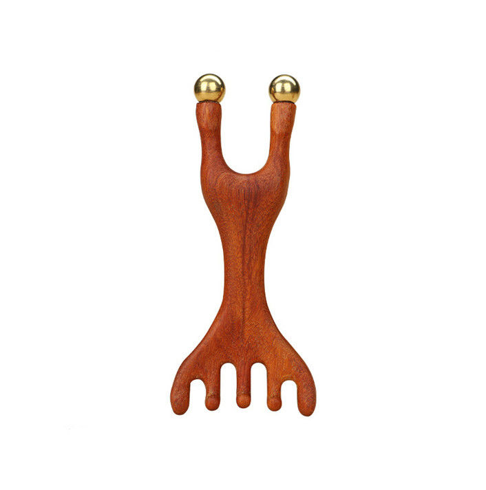 Rood hert geitje vorm koper hoofdhuid meridian massager hoofd gua sha massagekamer voor het vormen en opheffen van gezichtskenmerken