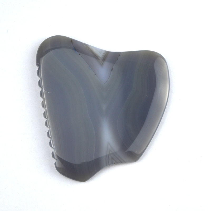 Massage Scraping Therapy Tool 83g Grijs gestreepte Agate Jade Gua Sha Stone voor gezicht en lichaam