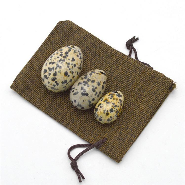 Warme Dalmatische Jasper Yoni Eieren Set voor vrouwen 3 maten Vibrerende Jade Edelsteen Eieren
