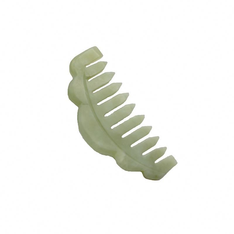 Natuurlijke Jade steen haarkam Scalp Gua Sha Massage Kam Massageur met Meridian Clearing Eigenschappen Foto Perfect