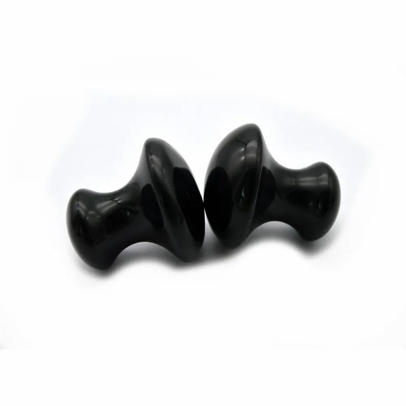 Natuurlijke zwarte obsidiaan paddenstoel Gua Sha Beauty Massage Stone voor gezichts- en lichaamsverzorging Essentiële Accessoires Set
