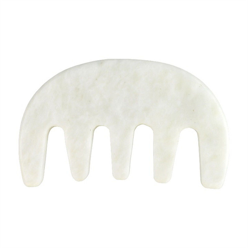 Hoofd Spa Massager Chinees Natuurlijk Wit Xiuyan Jade Gua Sha Schrapen Kam voor 2024 Trending Massage Tools