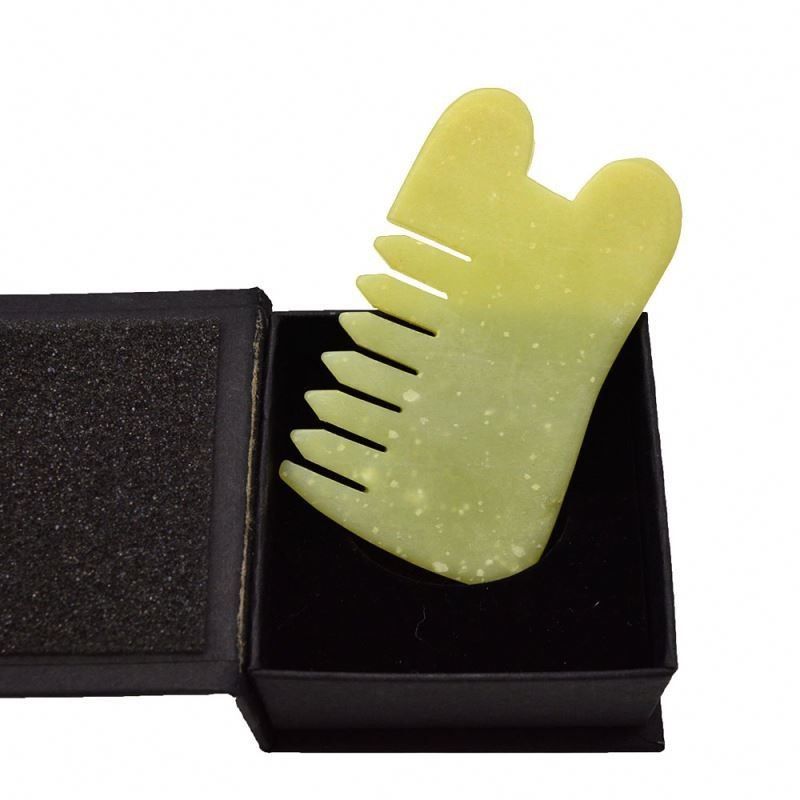 Lichaamszorg Massage Natuurlijke Xiu Yan Jade Steen Schrapen Guasha Kam Haar Gezicht Scalp Gua Sha Borstel Tools voor het hoofd
