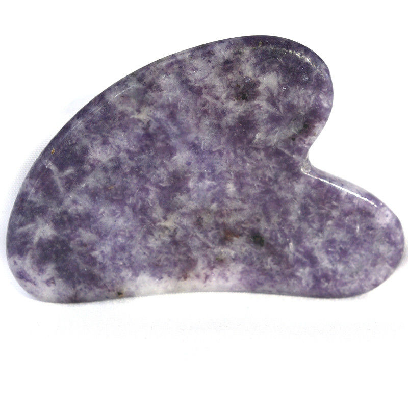 Lichaamsmassageapparatuur Natuurlijke hartvorm Paarse steen Gua Sha Schraapbord voor spierrelaxatie en huidgezondheid Spa