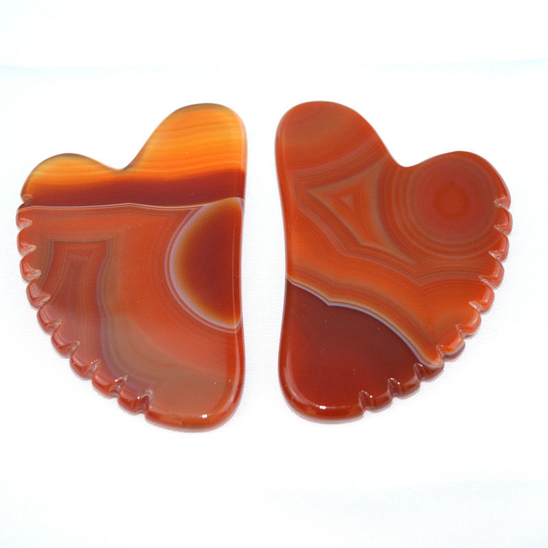 Hartvormige Carnelian Gua Sha Schrapen Massage Board Met Tanden Rode Agate Guasha Gezicht Body Massager Huidverzorging Spa Relax Tool voor Spa