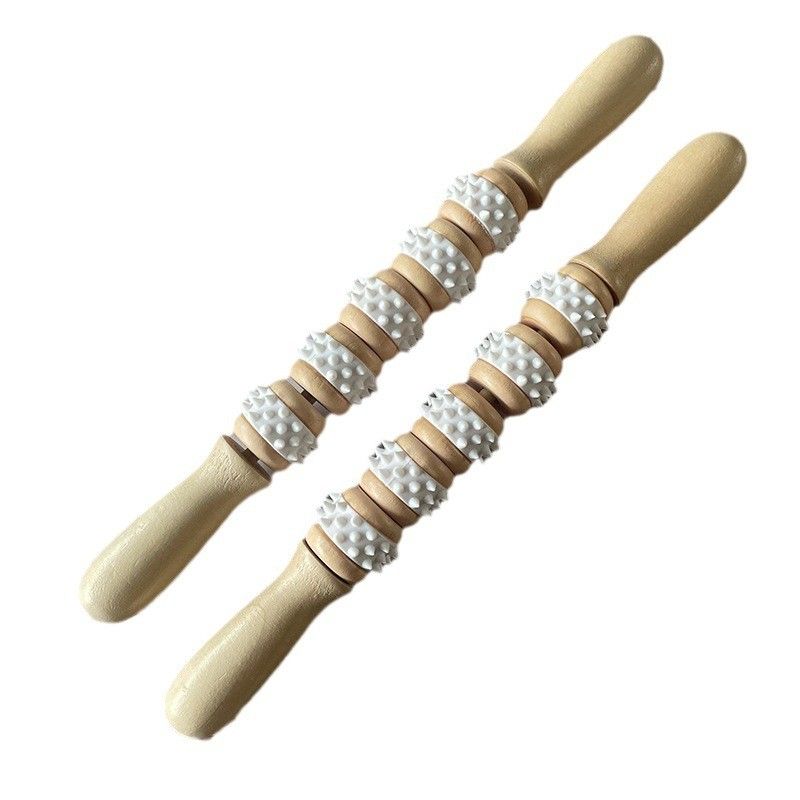 Vijf wielen houten Gua Sha massagestik voor meridianenbehandeling en lichaams ontspanning