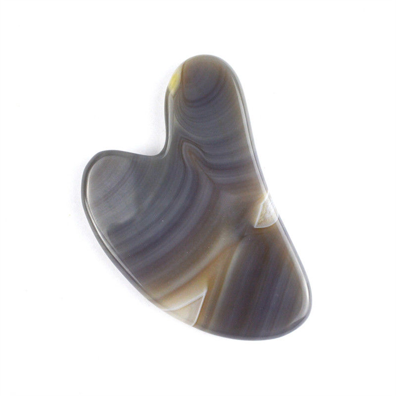 Massage gereedschappen huidverzorging Gezicht Guasha met 100% echte natuurlijke grijze Agate Gezicht Guasha Tool en Grijs Jade Gus Sha Stone Massager