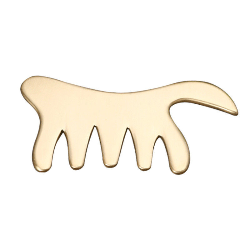 Gouden koper kam Messing Gua Sha Board Body Massage Tool voor SPA Acupunctuur Schrapen