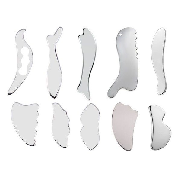 Lichaams- en gezichtsmassageur Mode Roestvrij staal Gua Sha Scalp Massage Board voor huidrevitalisatie