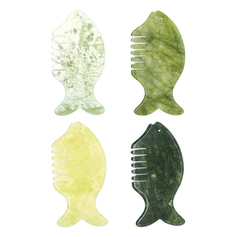 Hoofdmassageapparatuur 2024 Product Xiuyan Jade Comb Guasha Jade Stone Scraping Massage Board in groen en geel