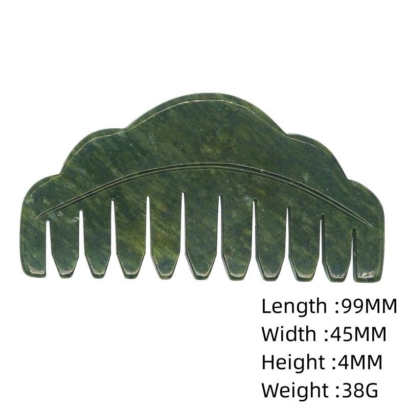 100% natuurlijke groene Jade Rose Quartz Guasha En Zwarte Obsidian Witte Jade Haar Kam Guasha Massage Tool Voor Hoofd Massage Kam