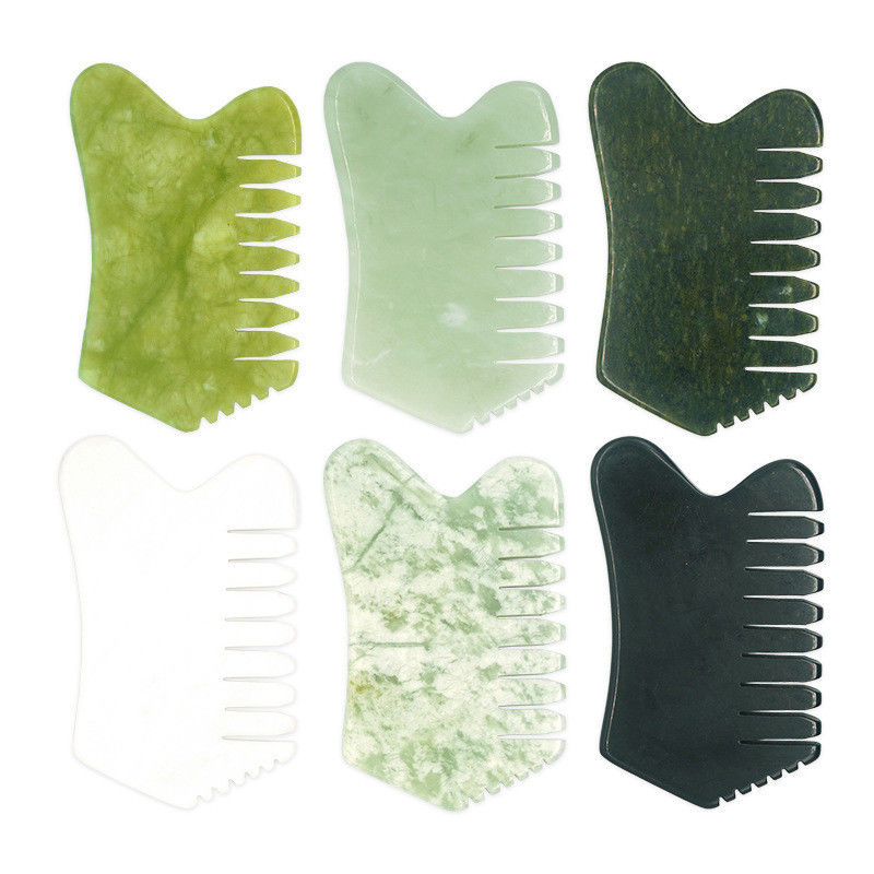 Hoofdhaar Scalp Massageurs met acupunctuur Hoofdtherapie Trigger Point Behandeling Jade Steen Gua Sha Comb Massage Tools