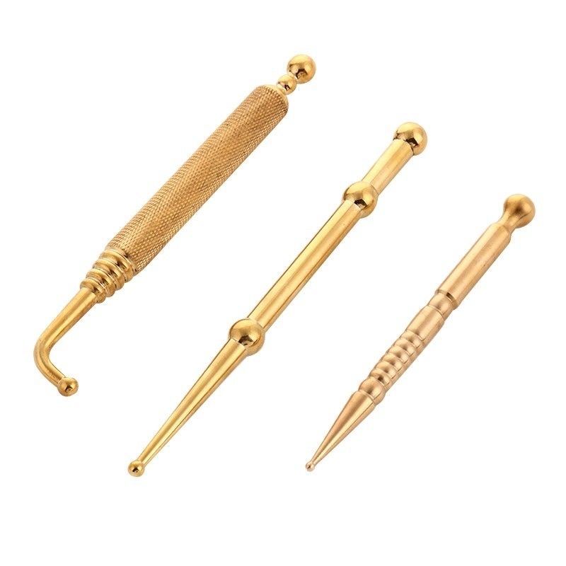 Massagetools Goud/Zilver Dubbelkop Pen Koper Oor en Lichaam Punt Probe Acupoint Messing Zoek Gezichtsreflexologie Pen