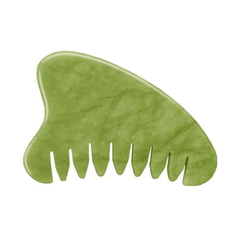 Eigenschappen Hoofdmassageapparatuur Natuurlijke groene Jade Gua Sha Scalp Massager Lymfatische massagekamer voor haargezondheidszorg