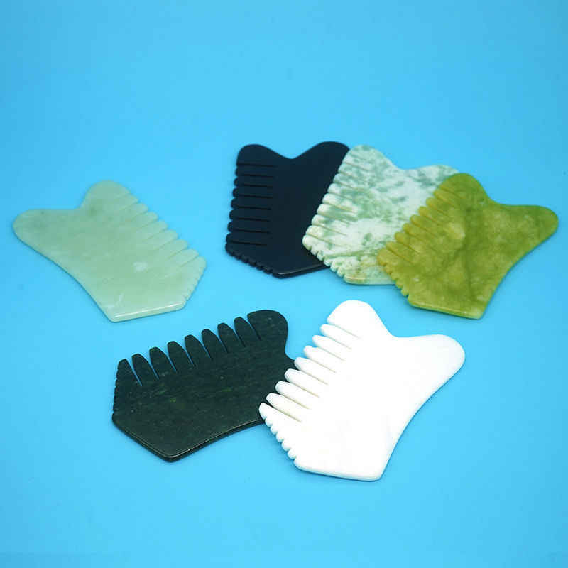 Jade Gua Sha Kammen Massage Steen Haar Kam Handheld Hoofdgereedschappen voor lichaamsspieren en Multifunctionele gezichtsmassage Tool
