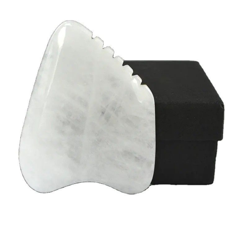 Lichaamsmassage Gua Sha Gezichtsschraapbord Wit Jade Steen Guasha Gereedschap voor Gezicht en SPA Acupunctuur Massage Apparatuur
