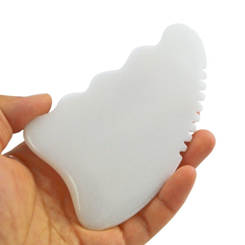 Massagetool Natuurlijke witte jade steen Gua Sha Schraapplaat voor Body Massager Gezichtsschoonheid Anti-aging huidverzorging Tool