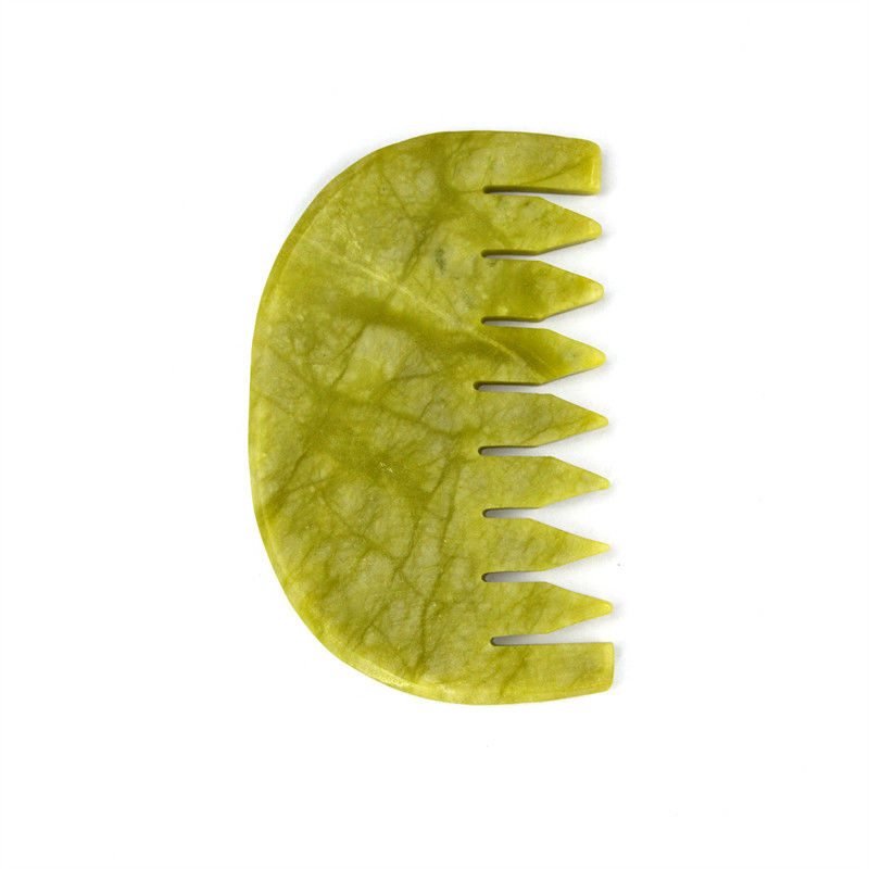 Gepersonaliseerd logo beschikbaar Pure natuurlijke Xiuyan Jade Stone Comb Hoofd Scalp Guasha Massage Tool Low MOQ Gua Sha Comb
